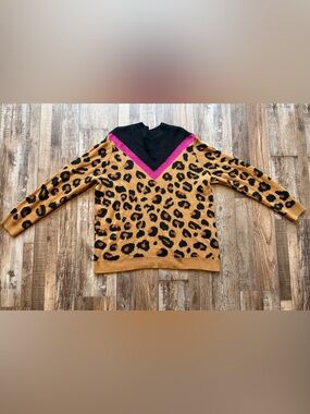 Willow & Root Leopard Cowl Sweater in Tan, Black & Pink